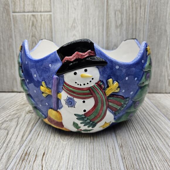 Sango The Sweet Shoppe Christmas Sue Zipkin Centerpiece Bowl‎ Snowman Tree - Picture 1 of 9